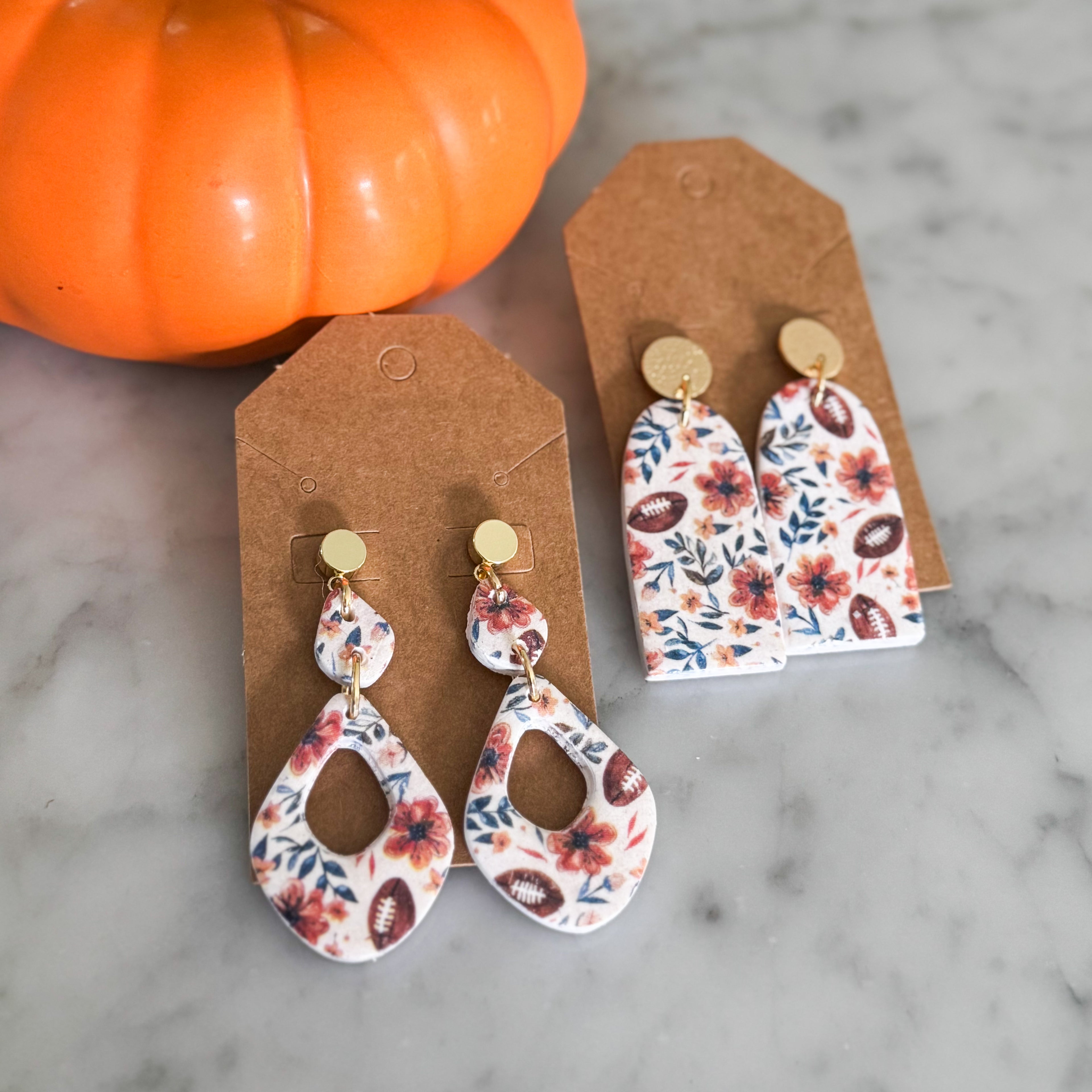 Football Dangles - orange + blue