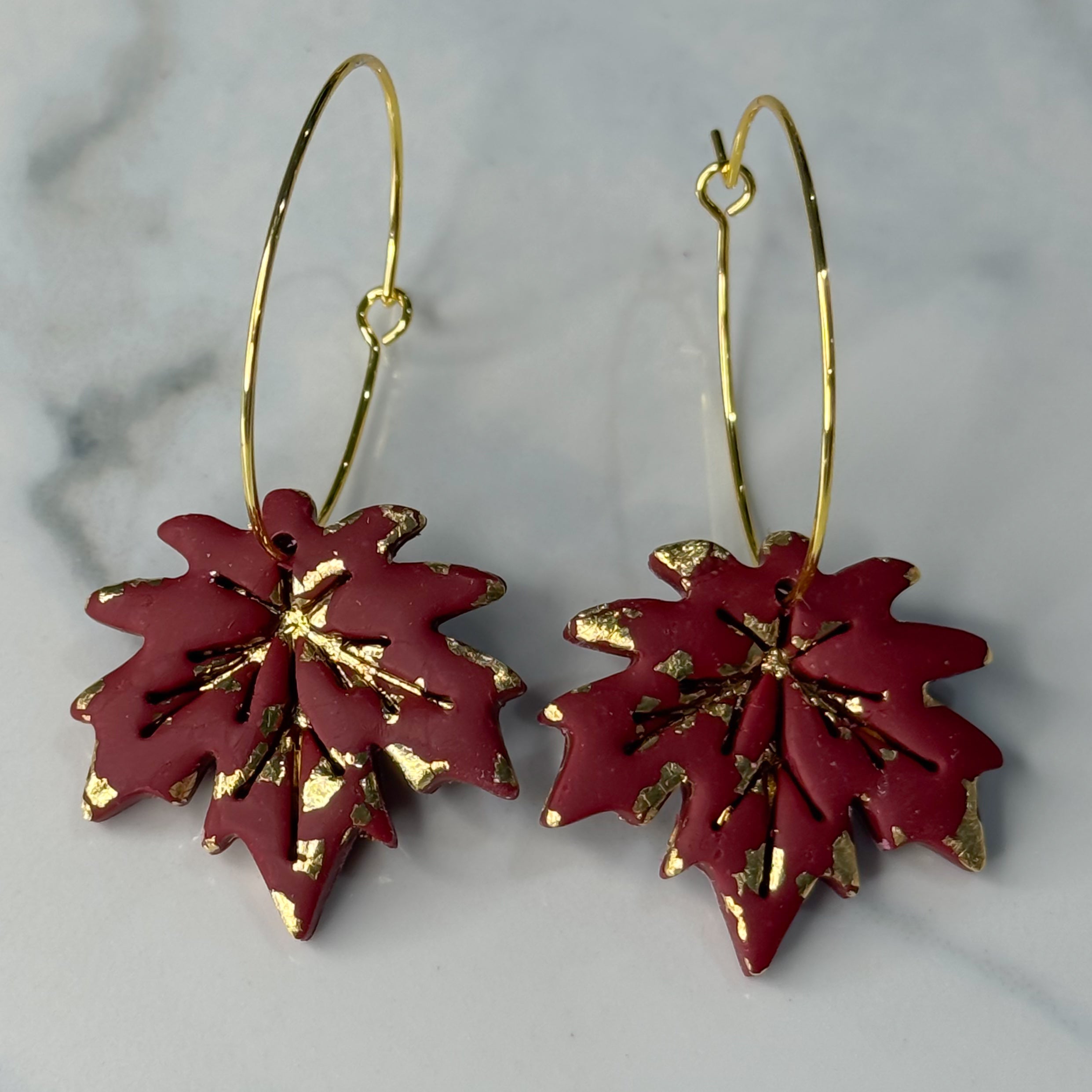 Gold Flake Maple Leaf Hoops