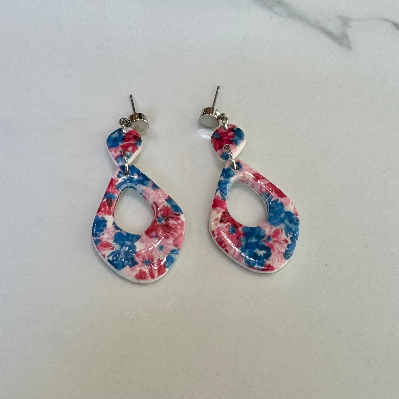 Red, White, & Blue Floral Dangles